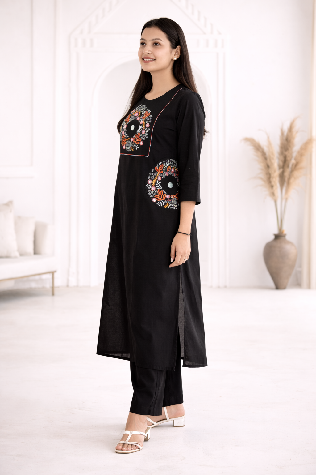 Midnight Bloom Embroidered Kurta Set