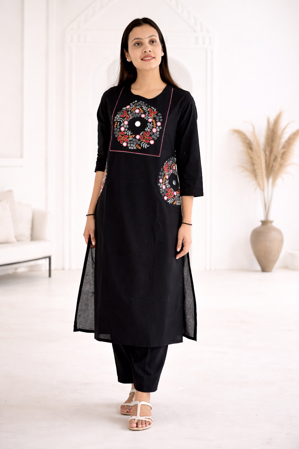 Midnight Bloom Embroidered Kurta Set