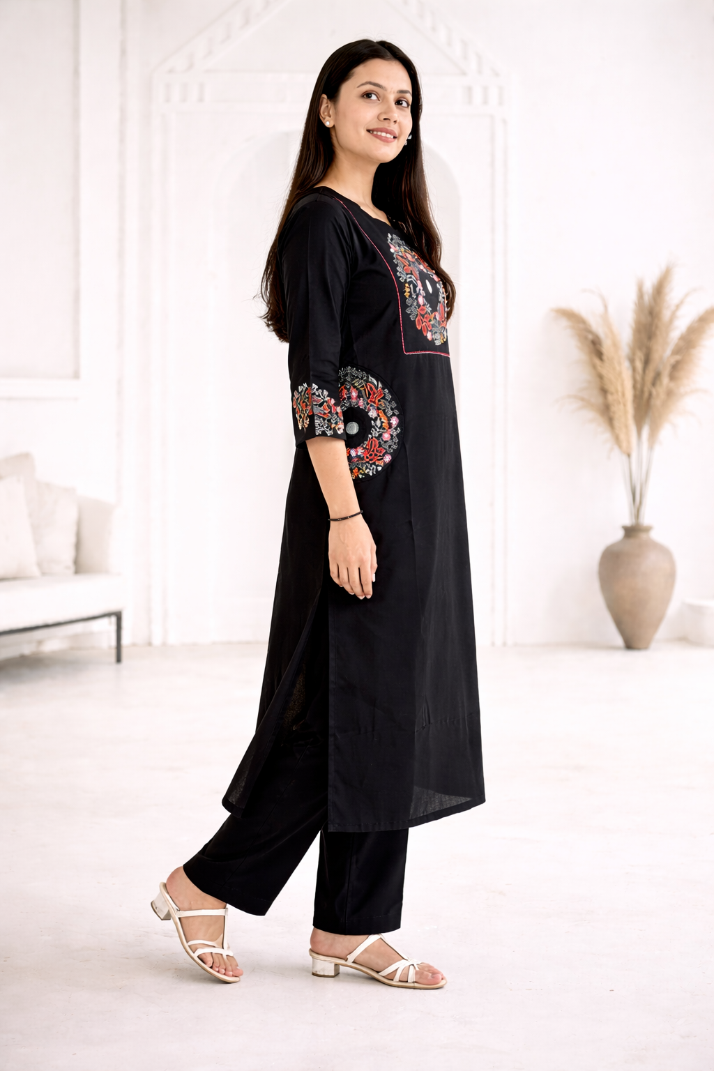 Midnight Bloom Embroidered Kurta Set