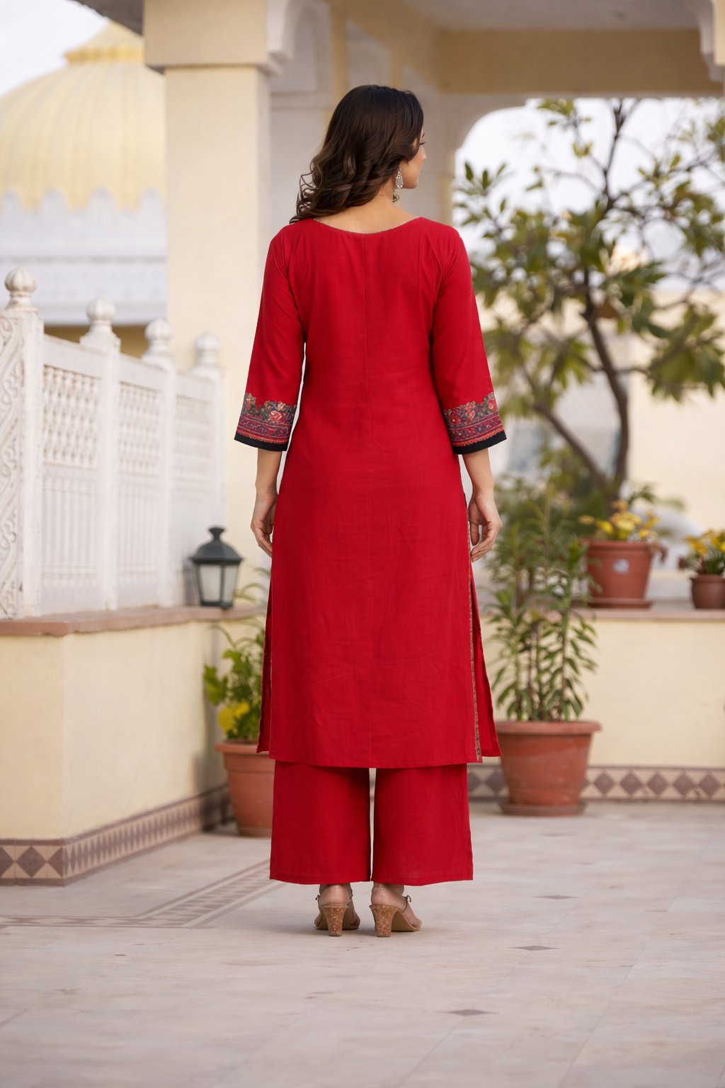 Royal Crimson Embroidered Kurta Set